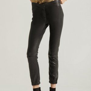 NEW HALSTON HERITAGE BLK STRETCH LEATHER LEGGINGS